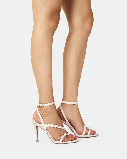 Image of Heels. Productname: Nolan: Cream - Women's Strappy - High Heel in Neutral colour by brand - Novo