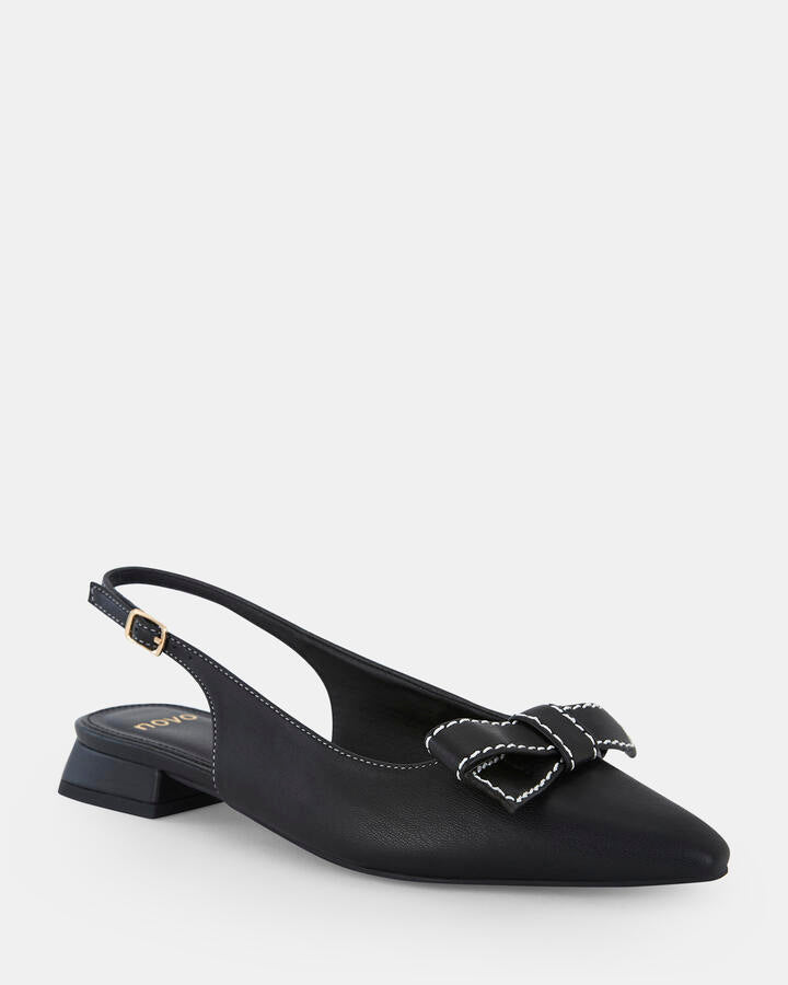 Image of Flats. Productname: CARLINA BLACK Women's Casual Flat Closed Novo Flats in Black colour by brand - Novo