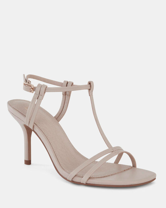 Image of Heels. Productname: MAMMIE: WHITE SAND - Women's Strappy - High Heel in White Sand colour by brand - Novo