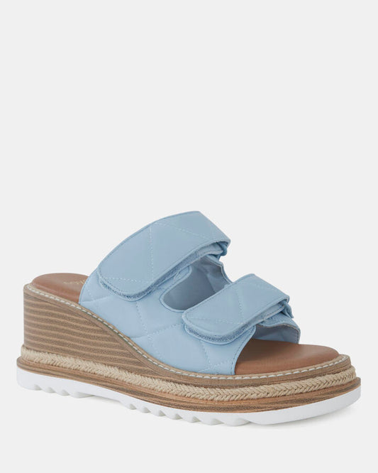 Image of Boots. Product name - Winsley Soft Blue Vegan Wedges in Blue colour by brand - Novo