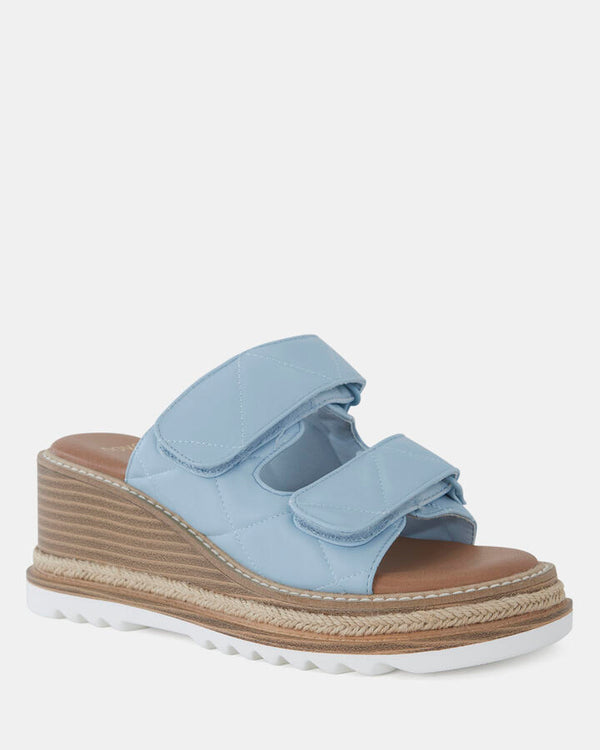 Image of Boots. Product name - Winsley Soft Blue Vegan Wedges in Blue colour by brand - Novo