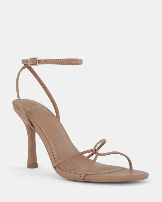 Image of Heels. Productname: Madesimo: Camel - Women's Strappy - High Heel in Beige colour by brand - Novo