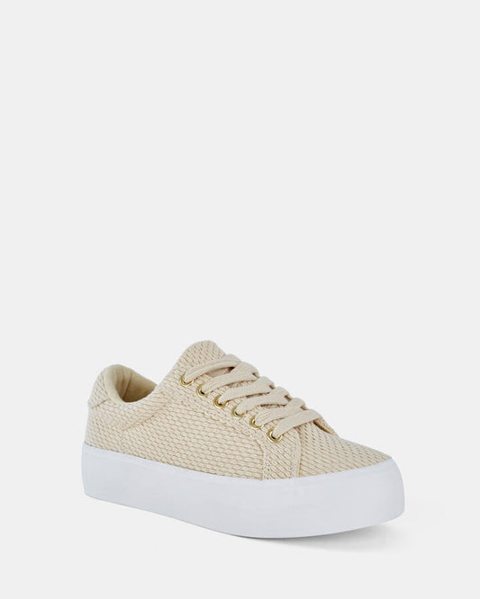 Image of Sneakers. Product name - Carl Beige Lace Up Sneakers in Neutral colour by brand - Novo
