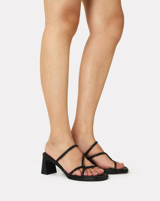 Image of Heels. Product name - Ubaldo Black Vegan Heels in Black colour by brand - Novo