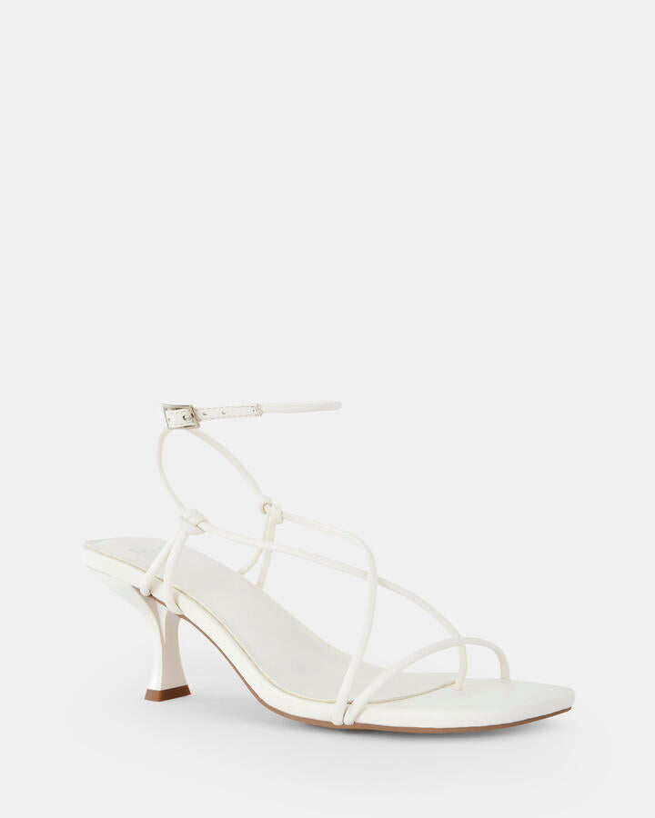 Image of Heels. Product name - Umbria White Vegan Heels in Multi colour by brand - Novo