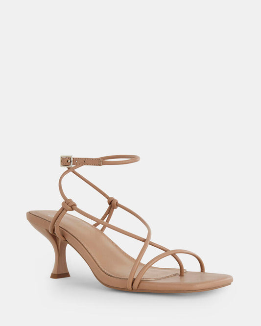 Image of Heels. Productname: Umbria: Sand - Women's Strappy - Low Heel in Beige colour by brand - Novo