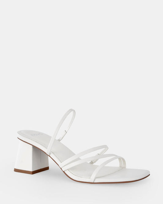 Image of Heels. Product name - Unathi White Vegan Heels in Multi colour by brand - Novo