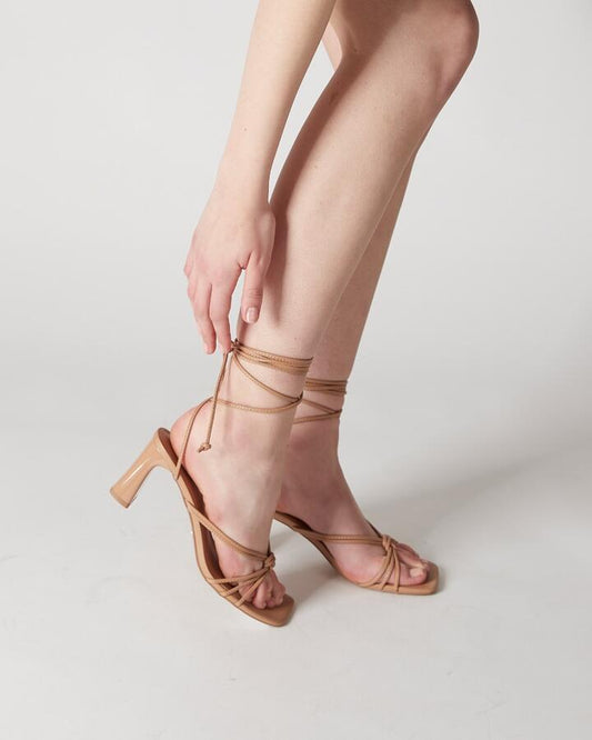 Image of Heels. Productname: Urijah: Sand - Women's Strappy - Low Heel in Beige colour by brand - Novo