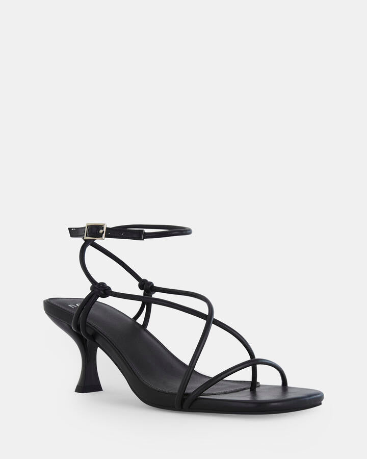 Image of Heels. Product name - Umbria Black Vegan Heels in Black colour by brand - Novo
