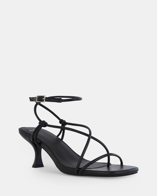 Image of Heels. Product name - Umbria Black Vegan Heels in Black colour by brand - Novo
