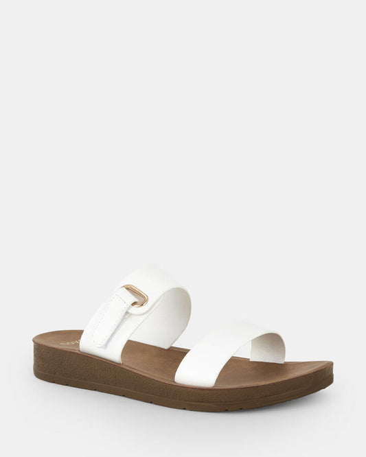 Image of Sandals. Product name - Sarai White Sandals in Multi colour by brand - Novo