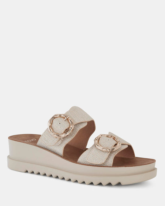 Image of Boots. Productname: BODIE METALLIC LINEN Women's Wedge Novo Wedges in Metallic Linen colour by brand - Novo