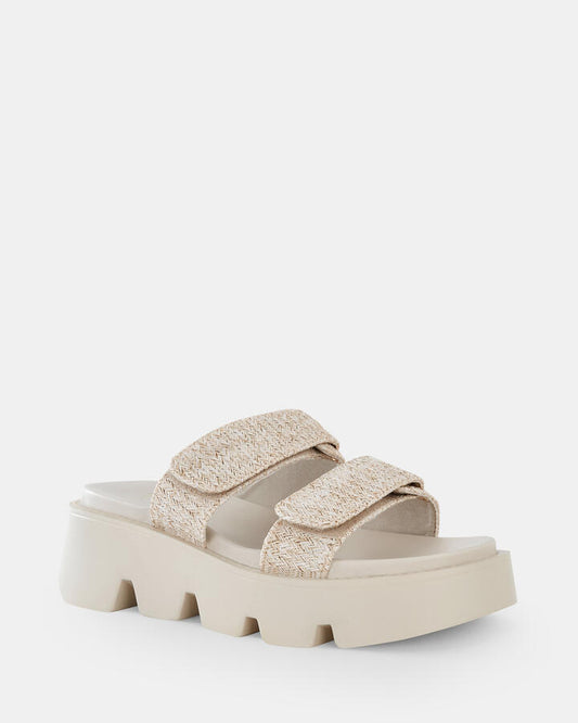 Image of Sandals. Product name - Brennan Metallic Raffia Wedge Sandals in Metallic Raffia colour by brand - Novo