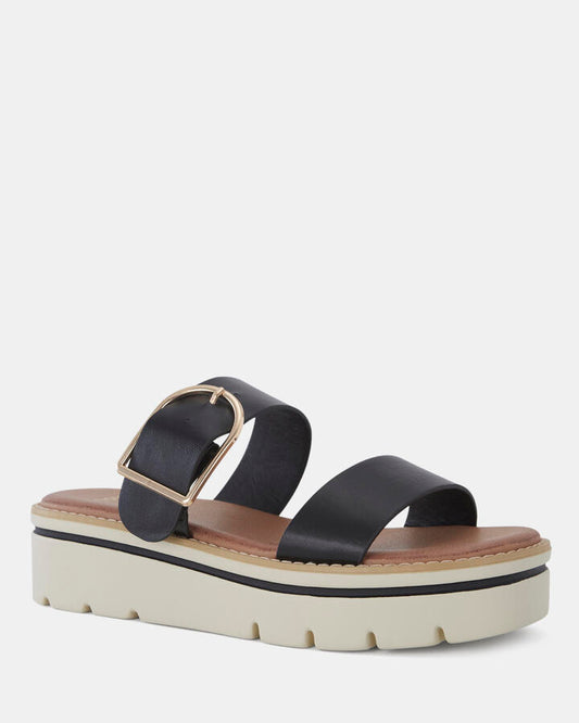 Image of Sandals. Product name - Bryn Black Wedge Sandals in Black colour by brand - Novo