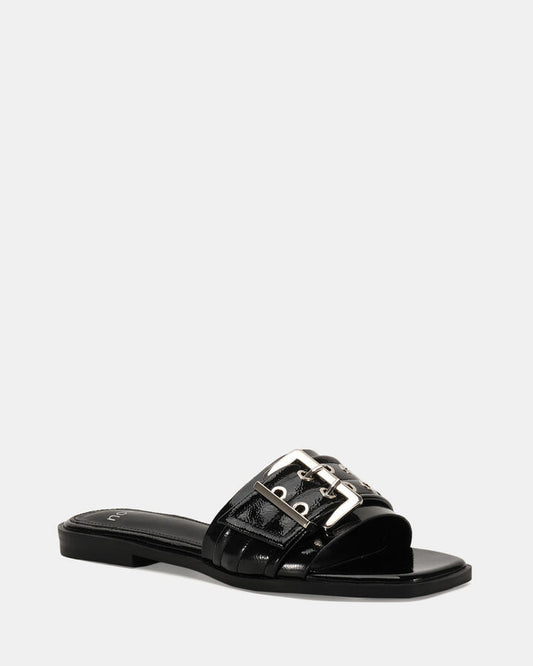 Image of Sandals. Product name - Zendit Black Patent Sandals in Black colour by brand - Novo