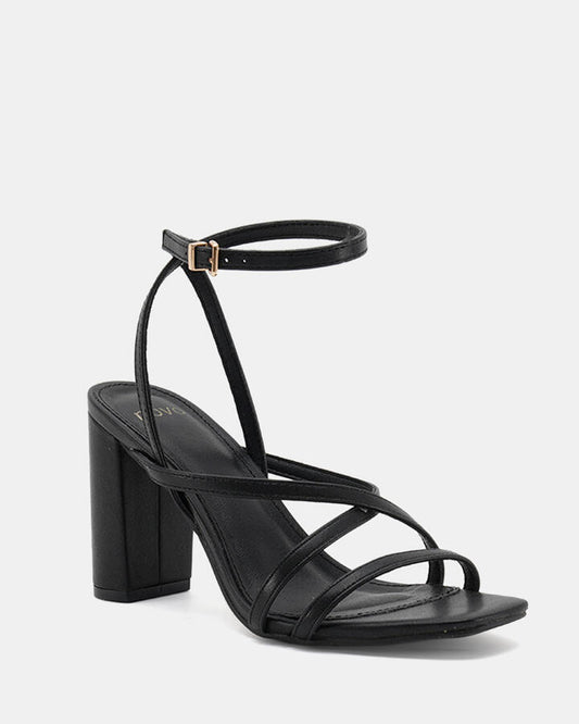 Image of Heels. Product name - Nara Black Block Heels in Black colour by brand - Novo