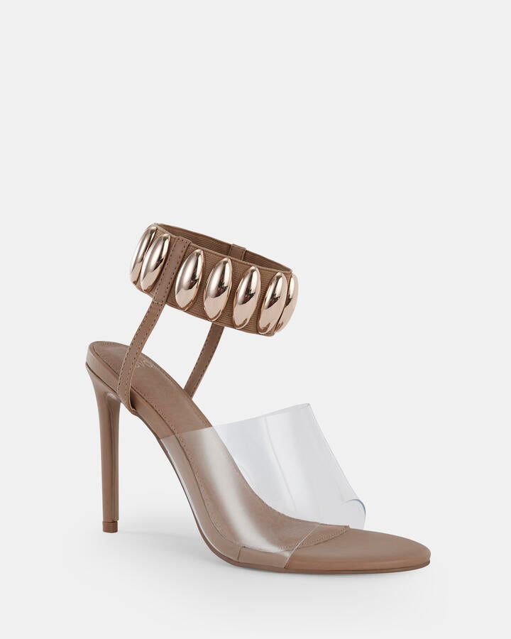 Image of Slippers. Product name - Zelpha Camel Stilettos in Beige colour by brand - Novo