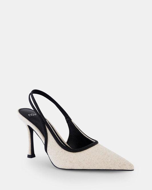 Image of Footwear. Productname: Ianthe: Linen - Women's Court - High Heel in Neutral colour by brand - Novo