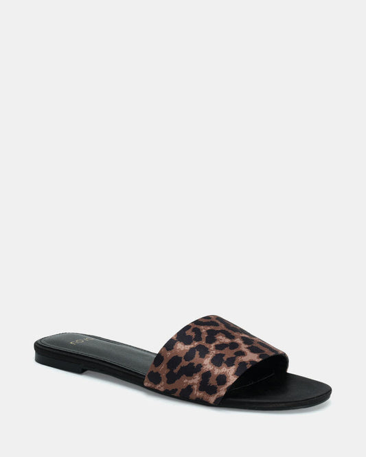 Image of Sandals. Productname: Sadella: Leopard Satin - Women's Thongs in Leopard Satin colour by brand - Novo