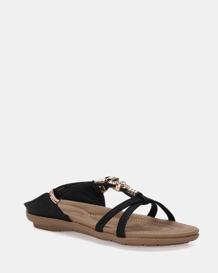 Image of Sandals. Product name - Elgreen Black Sandals in Black colour by brand - Novo