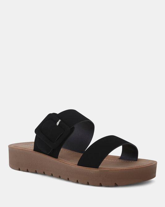 Image of Sandals. Product name - Raelynn Black Sandals in Black colour by brand - Novo