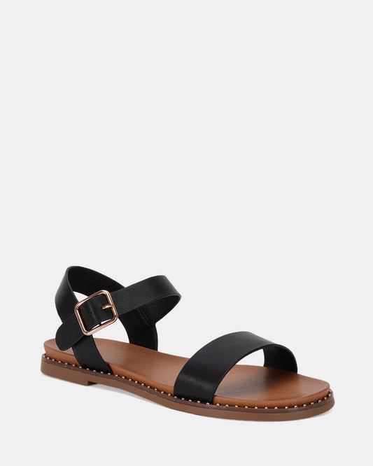 Image of Flats. Productname: TRAINOR: BLACK - Women's Strappy - Flat in Black colour by brand - Novo