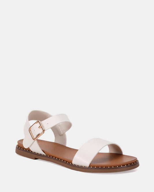 Image of Flats. Productname: Trainor: White - Women's Strappy - Flat in Multi colour by brand - Novo
