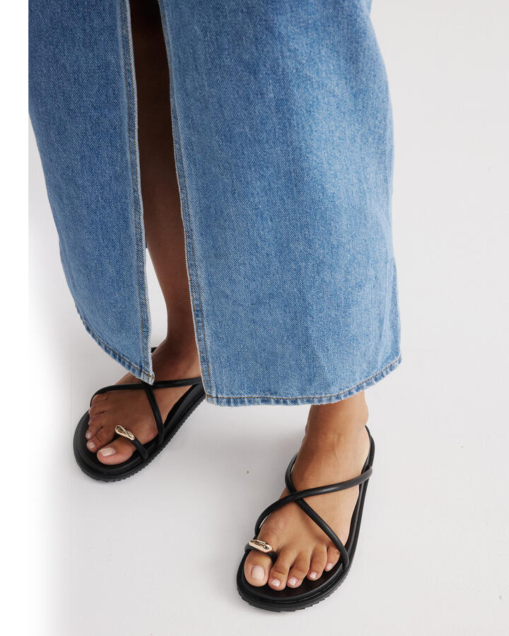 Image of Sandals. Product name - Raddix Black Sandals in Black colour by brand - Novo