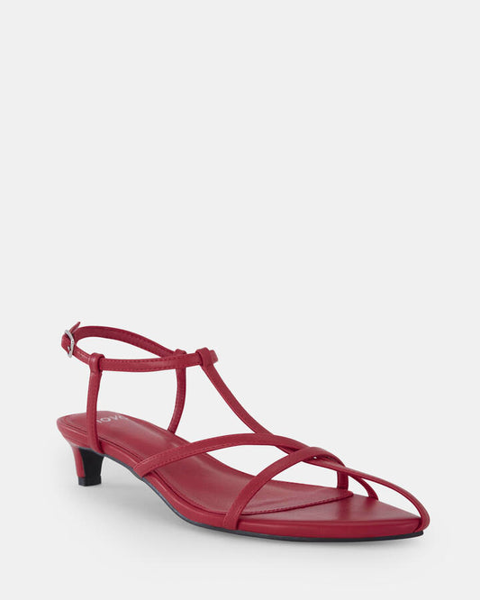 Image of Heels. Product name - Zage Red Kitten Heels in Red colour by brand - Novo