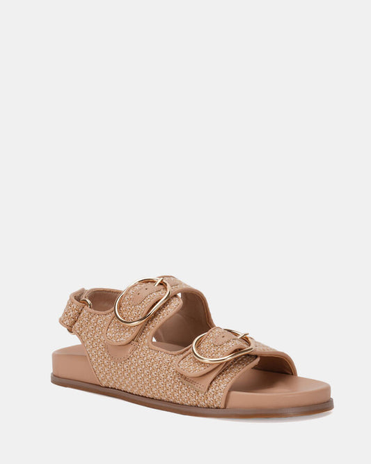 Image of Flats. Productname: Teri: Natural Raffia - Women's Strappy - Flat in Natural Raffia colour by brand - Novo