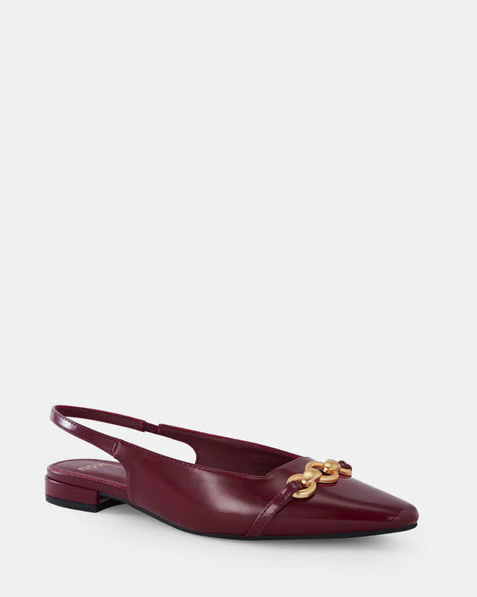 Image of Flats. Productname: Colish: Deep Red Patent - Women's Casual Flat Closed in Deep Red Patent colour by brand - Novo