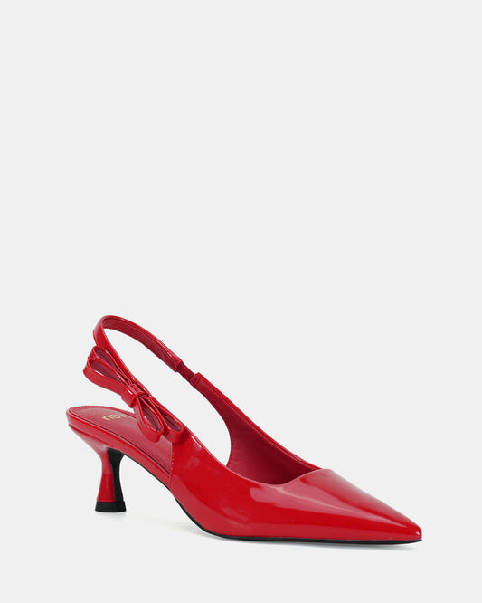 Image of Footwear. Productname: Indi: Red Patent - Women's Court - Low Heel in Red colour by brand - Novo