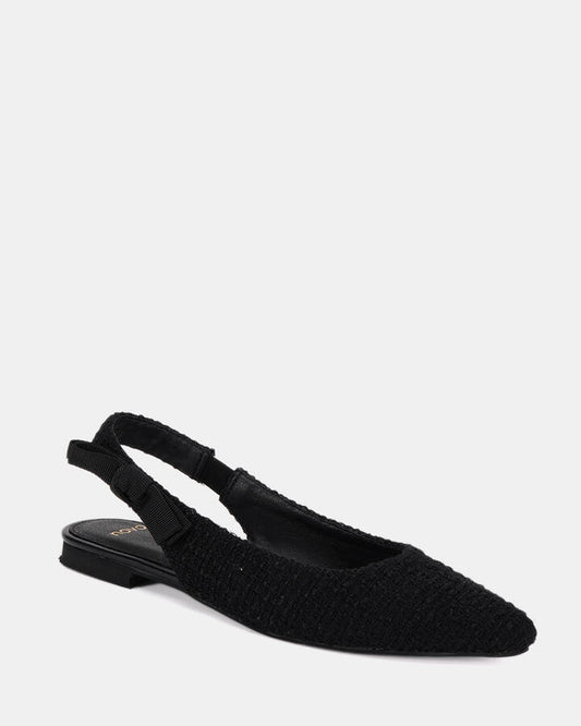 Image of Flats. Productname: CADANCE BLACK TWEED Women's Casual Flat Closed Novo Flats in Black Tweed colour by brand - Novo