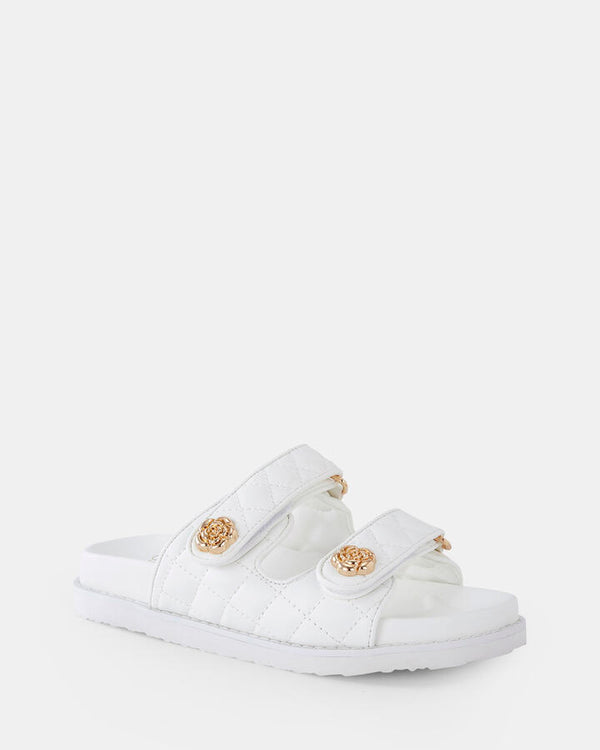 Image of Sandals. Product name - Sakuria White Vegan Sandals in Multi colour by brand - Novo