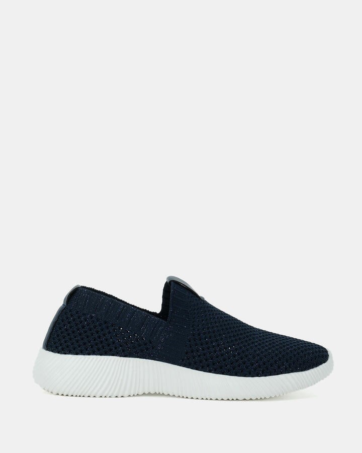 Image of Flats. Product name - Chavez Navy Vegan Flats in Blue colour by brand - Novo