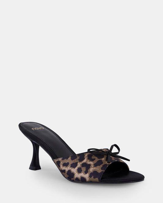 Image of Heels. Productname: Florian: Leopard - Women's Strappy - Low Heel in Print colour by brand - Novo