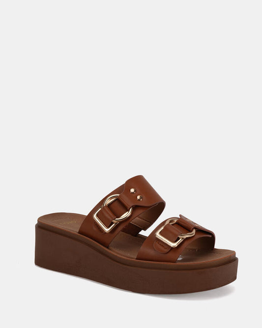 Image of Boots. Productname: BADIANE CARAMEL Women's Wedge Novo Wedges in Caramel colour by brand - Novo