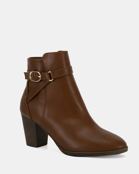 Image of Boots. Product name - Joycie Brown Ankle Boots in Tan colour by brand - Novo