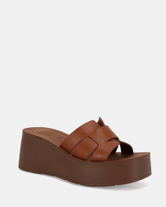 Image of Boots. Productname: WANDRES CARAMEL Women's Wedge Novo Wedges in Caramel colour by brand - Novo