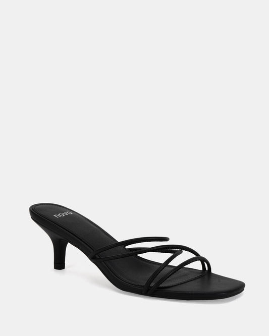 Image of Heels. Productname: Umaiza: Black - Women's Strappy - Low Heel in Black colour by brand - Novo