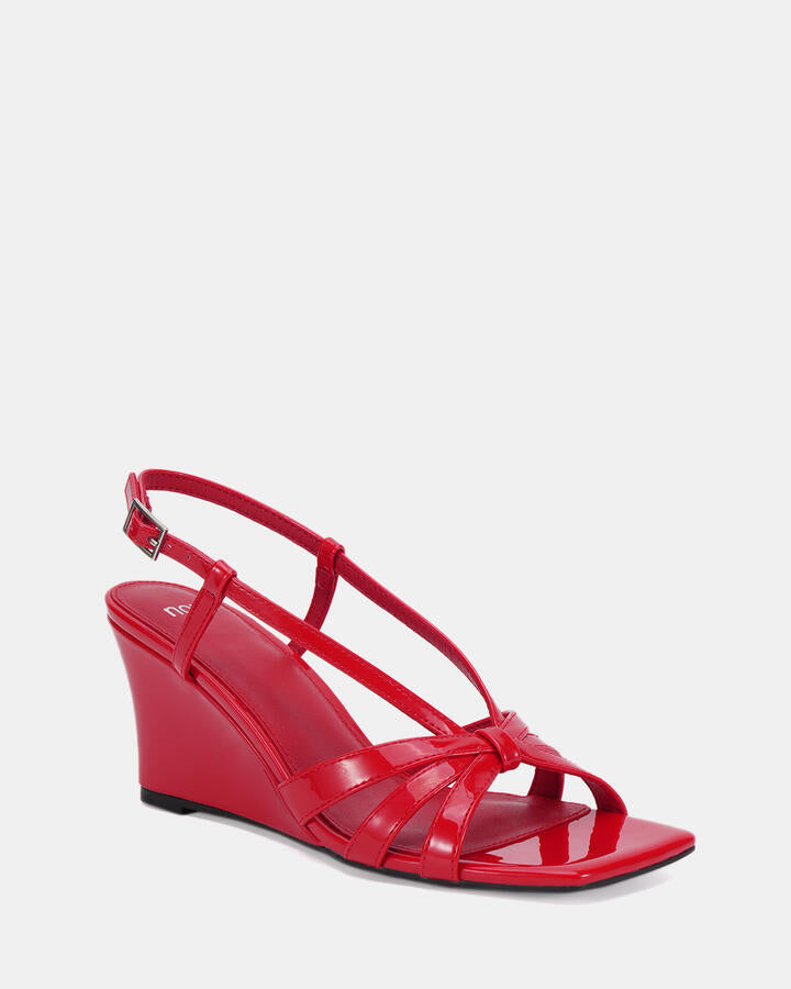 Image of Boots. Productname: Baena Red Patent Vegan Wedges in Red colour by brand - Novo