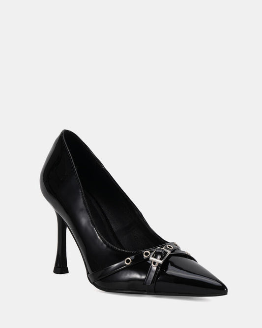 Image of Footwear. Productname: Ikeda: Black Patent - Women's Court - High Heel in Black colour by brand - Novo