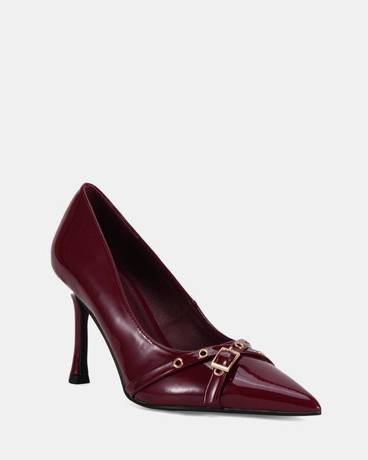 Image of Shoes. Productname: Ikeda: Deep Red Patent - Women's Court - High Heel in Deep Red Patent colour by brand - Novo