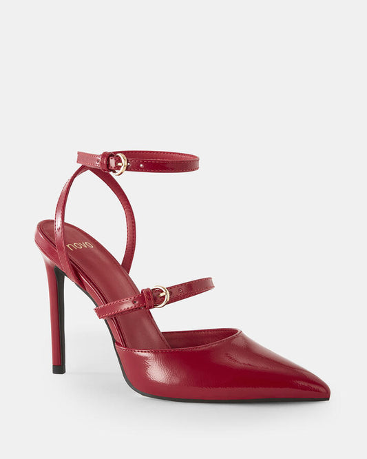 Image of Footwear. Productname: Iverson: Winter Red Patent - Women's Court - High Heel in Winter Red Patent colour by brand - Novo