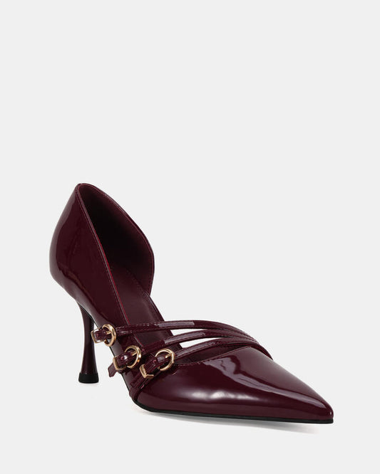 Image of Footwear. Productname: Inlove: Burgandy - Women's Court - Low Heel in Red colour by brand - Novo