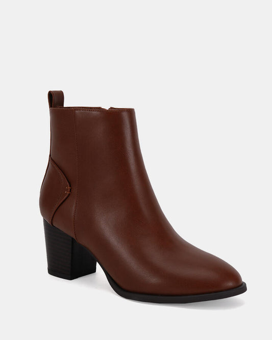 Image of Boots. Productname: DAMATO: BROWN - Women's Boot Low-Mid Heel in Tan colour by brand - Novo