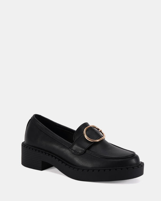 Image of Flats. Product name - Elmore Black Vegan Flats in Black colour by brand - Novo