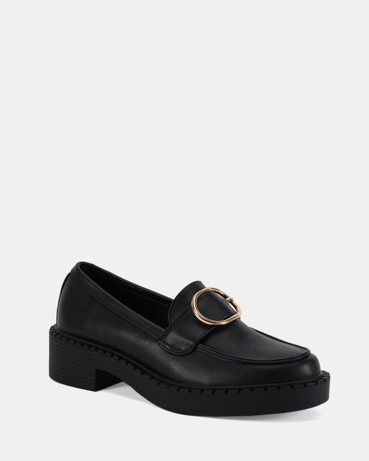 Image of Flats. Product name - Elmore Black Vegan Flats in Black colour by brand - Novo