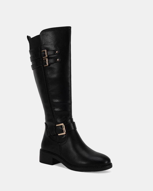Image of Boots. Product name - Jewell Black Long Boots in Black colour by brand - Novo