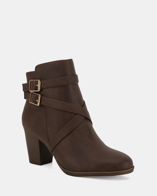 Image of Boots. Product name - Jorgie Espresso Ankle Boots in Espresso colour by brand - Novo